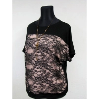 Bluzka kimono z delikatnym koronkowym przodem